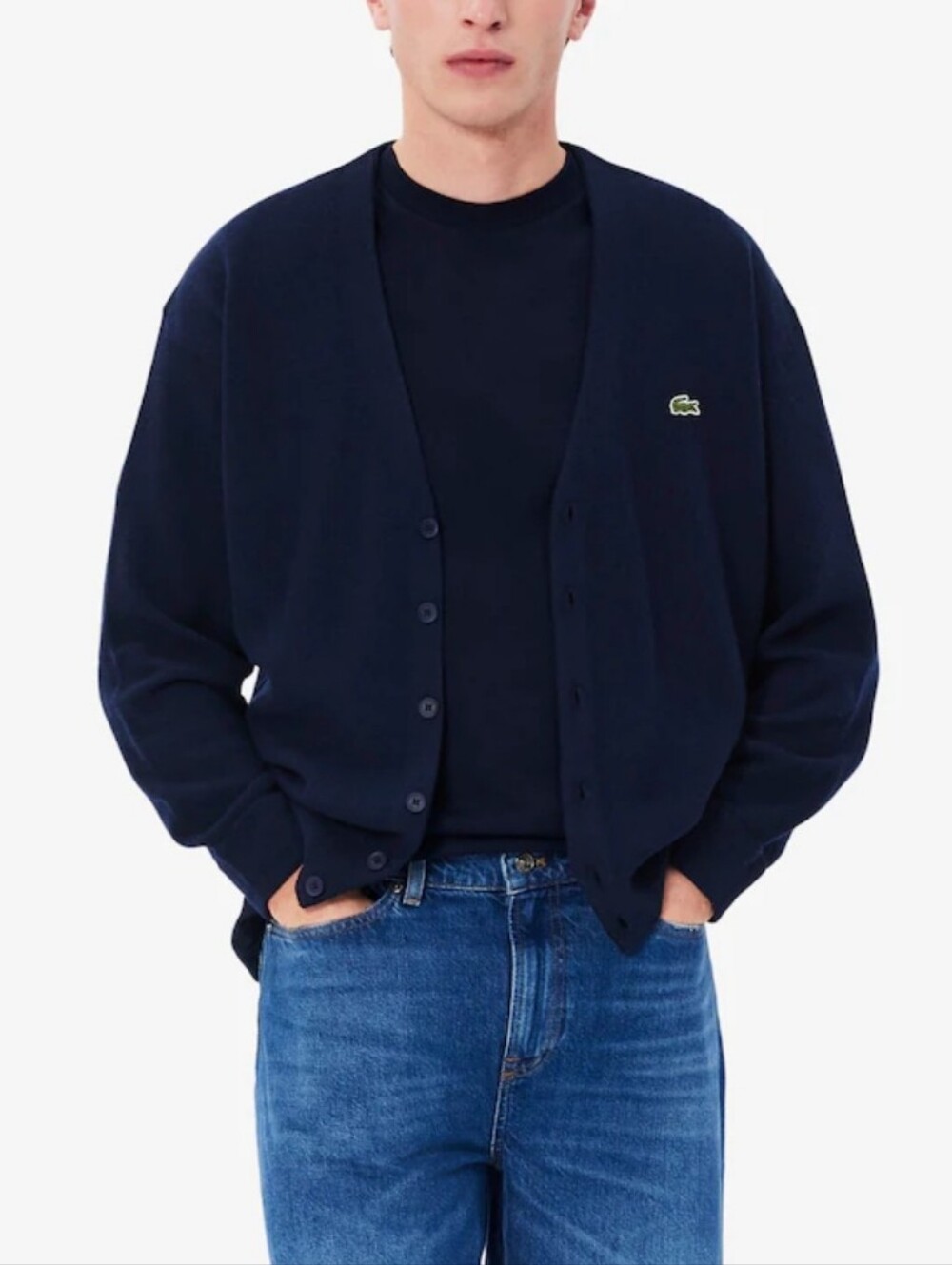 Lacoste Men's Button-Down Cardigan in Navy Size 3X